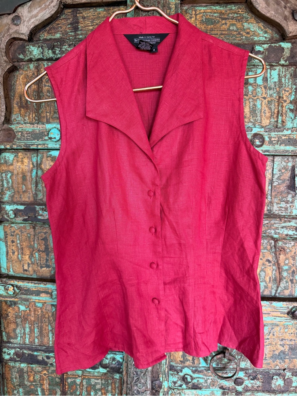 J. PETERMAN 100% Linen Red vest